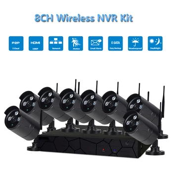 

PUAroom 8CH Full HD 1080P IP66 waterproof wireless network camera with IR-Cut H.264 NVR Best CCTV Camera Systems