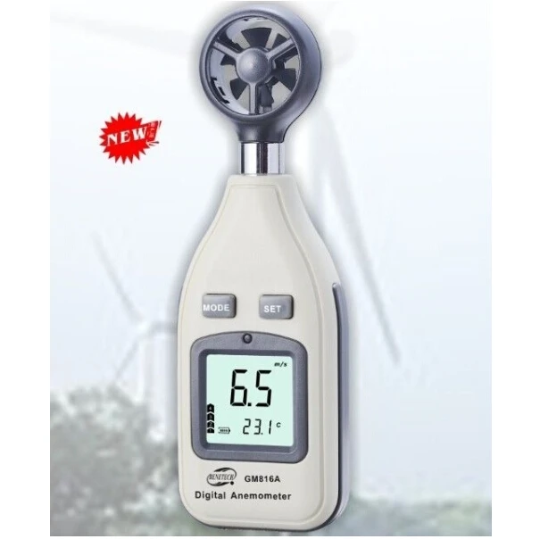 

Handheld Anemometer Wind Speed Meter Air Velocity Gauge Measure 0.3-30m/s Thermometer