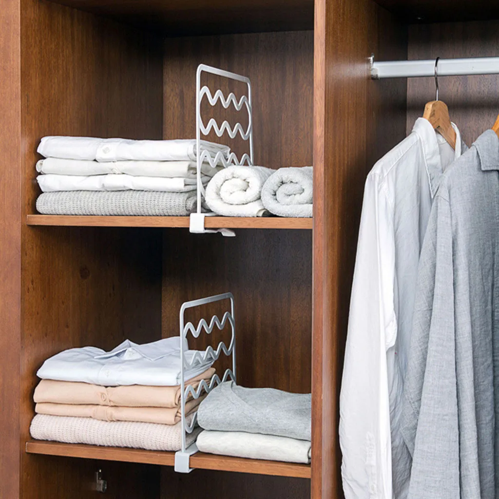 Closet Shelf Divider Wardrobe Partition Shelves Divider Clothes Wire Shelving Storage Organizer High Quality Home Decorative#sw