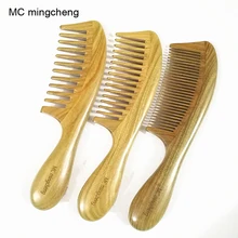 MC 1-26A Thick Handle Green sandalwood Comb Hair Health Care Massage Makeup Brushes Professional Brush High Quality Wooden Comb green sandalwood combed wooden head neck mammary gland meridian lymphatic massage comb wide teeth comb