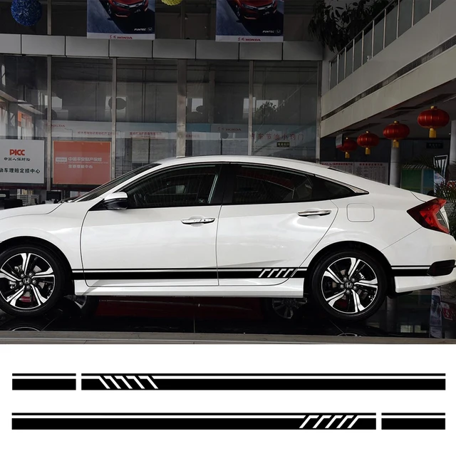 US $13.39 2pcs Stylish Car Sticker Car Side Stripe Decal Vinyl Sticker Racing Sports Auto Sticker Tuning Car 