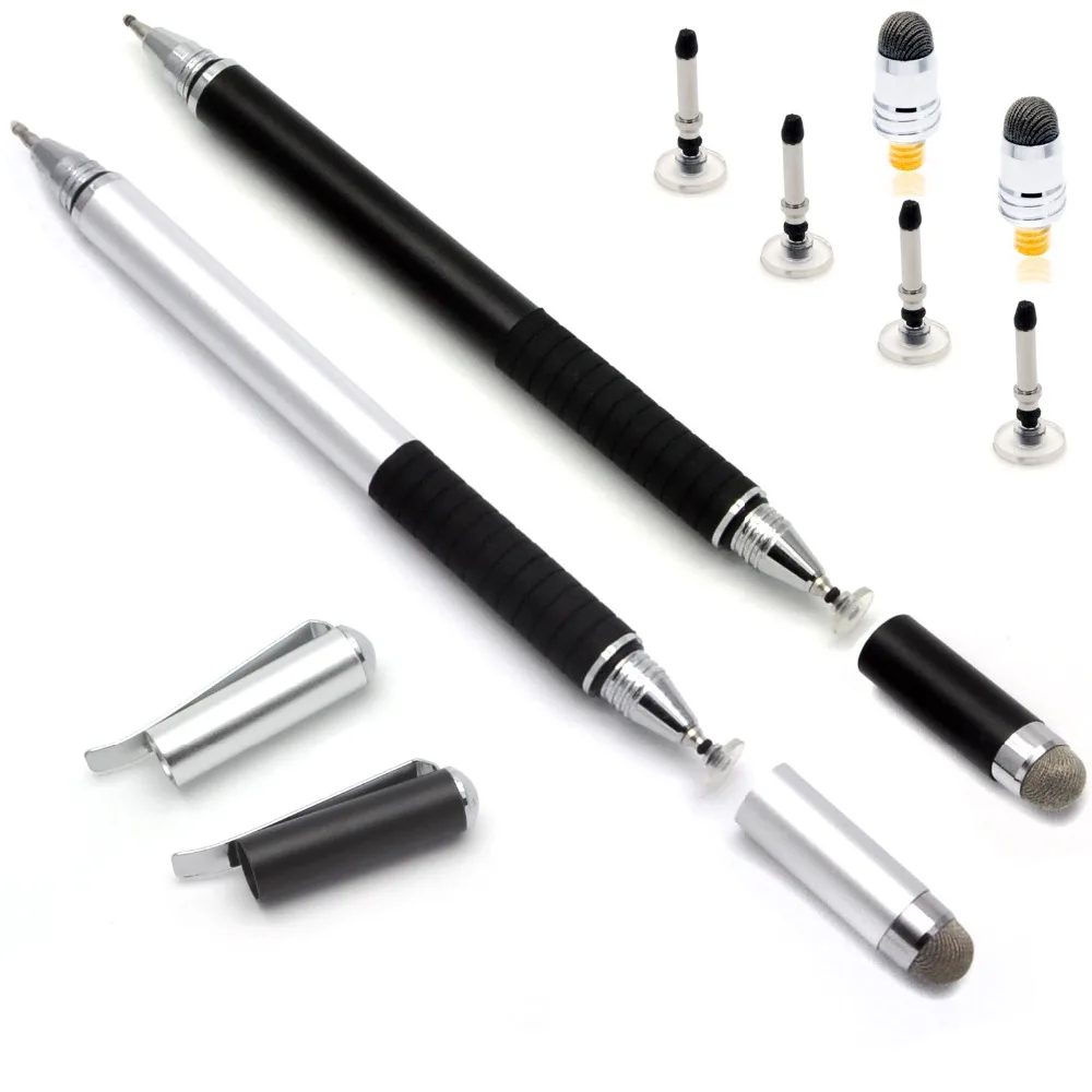 

2pcs/lot Capacitive stylus pens,(3in1 Gel ink pen Fiber&Disc tips High Sensitive Series), Universal on ipad,iphone,Tablet stylus