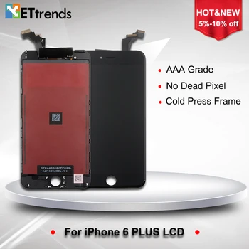 

5PCS/LOT No dead pixel AAA LCD display for iphone 6 plus 5.5 lcd Screen Display with cold press frame assembly Free Ship by DHL