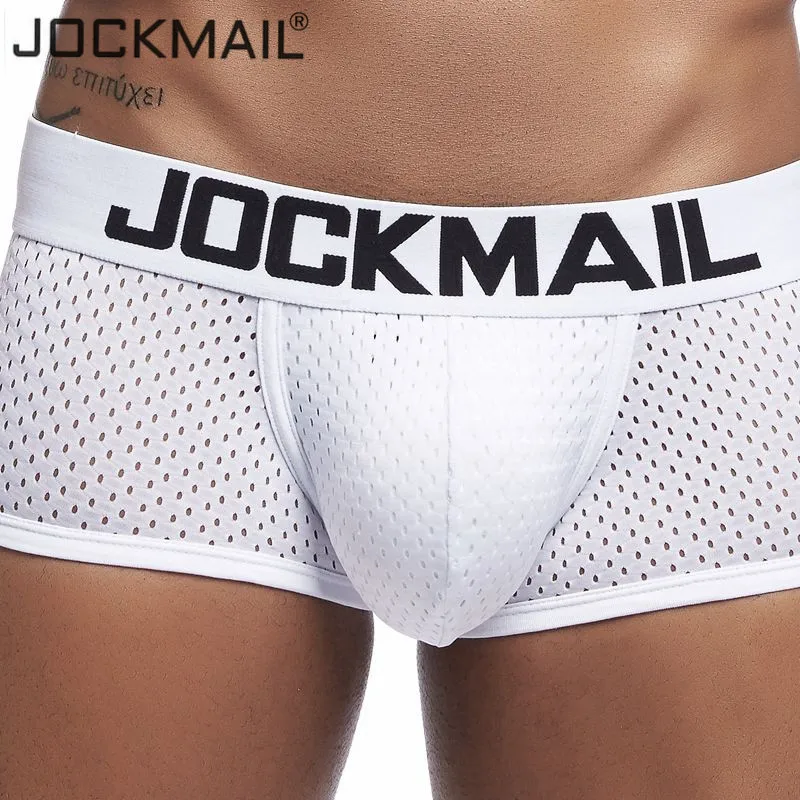 JOCKMAIL, новинка, сексуальное мужское нижнее белье, боксеры, дышащая сетка, боксеры, мужские трусы, cueca, гей, с мешочком для пениса, трусы для мужчин, s