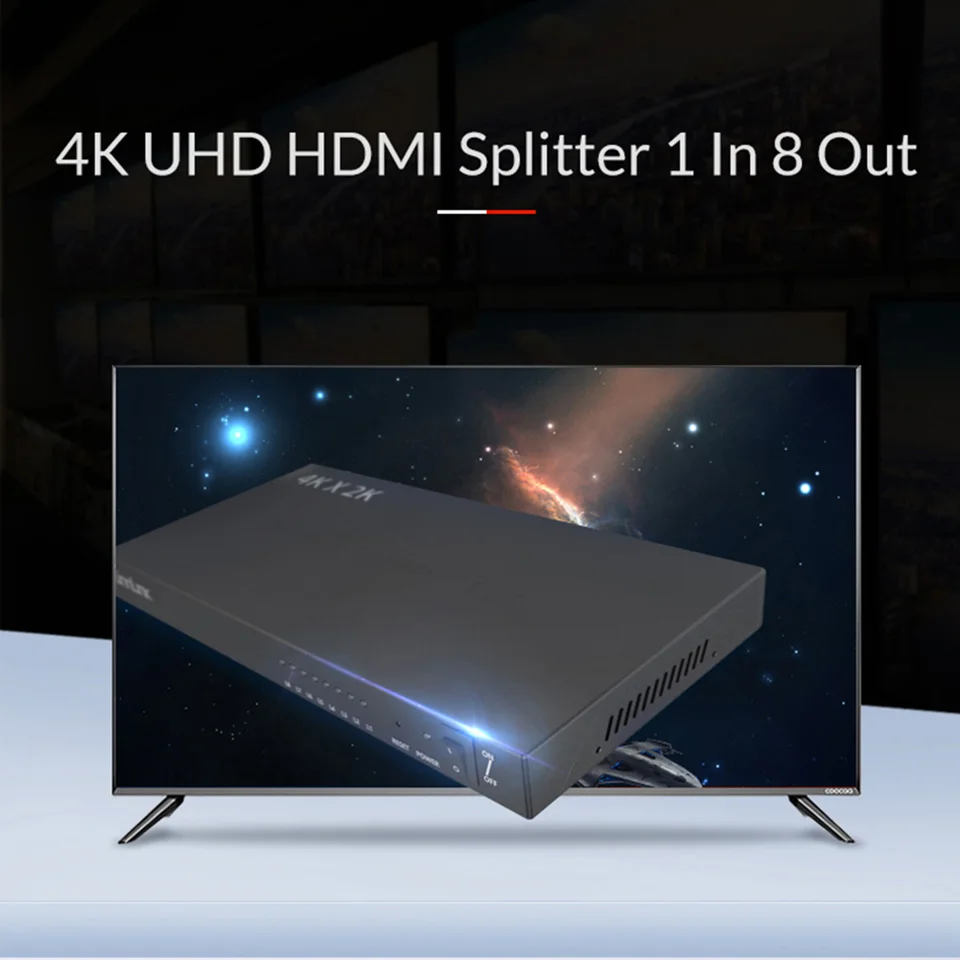 Unnlink HDMI разветвитель 1X8 UHD 4K* 2K@ 30Hz FHD 1080P@ 60Hz 3D 1 In 8 Out для компьютера Smart Светодиодный tv MI Box проектор ps3 4 монитор