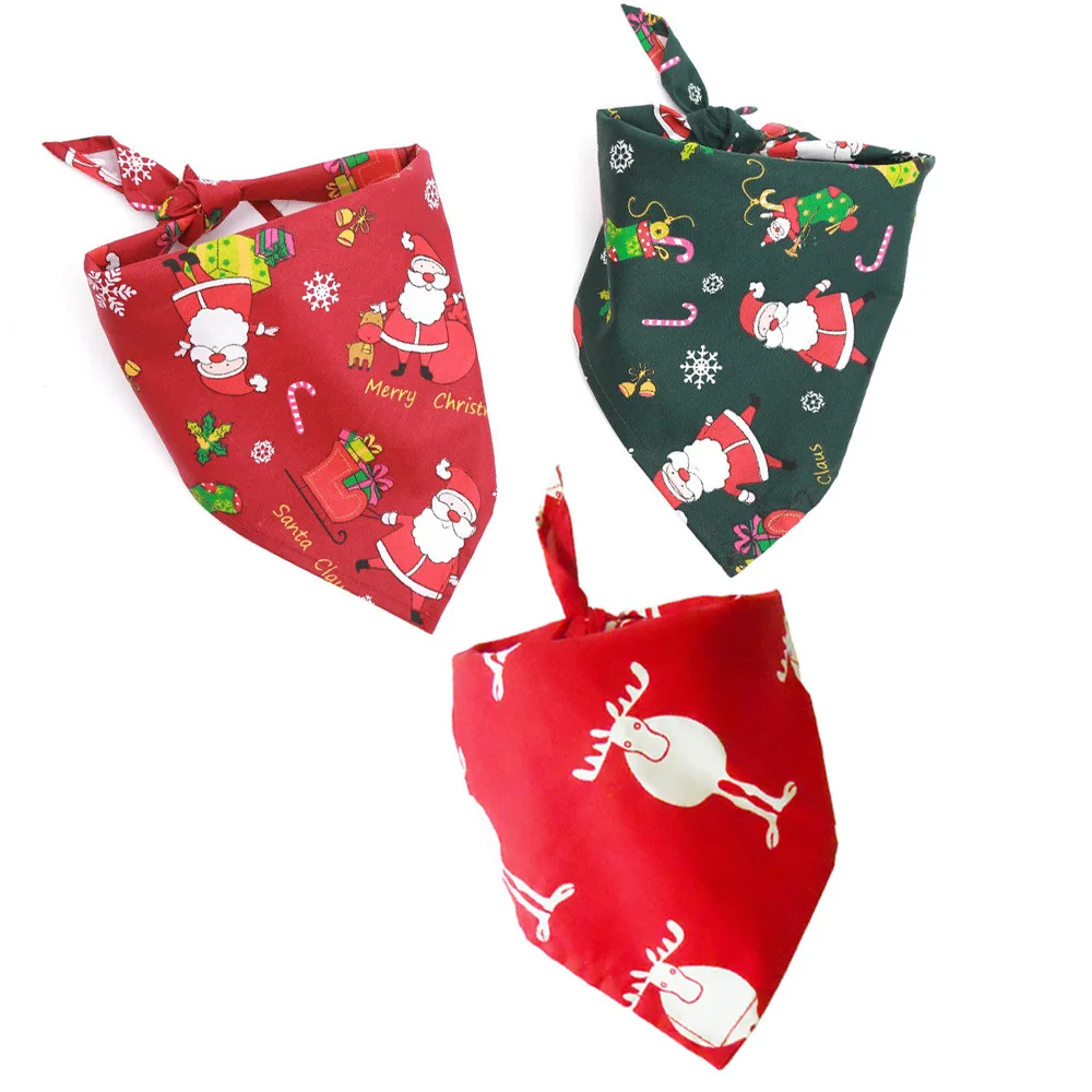 Рождественский подарок животное слюнявчик полотенце хлопок воротник шарф, собака, кошка аксессуары треугольная повязка ошейники для маленьких питомец средних размеров