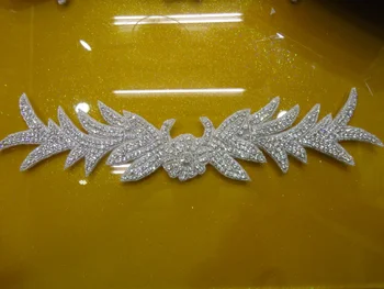 

wholesale bridal beaded trims decorative rhinestone for fashion wedding dresses swarovski crystal Applique Bridal accessories
