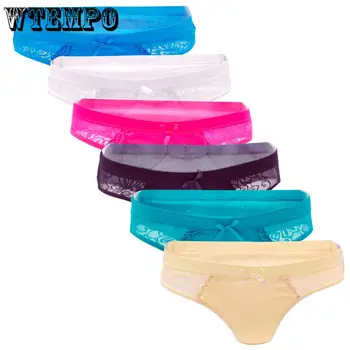 

WTEMPO Sexy Lace Panties Women's Low Waist Briefs Seamless Cotton Panty Ladies Lingerie Girls Transparent Underwear 6 Pcs/lot