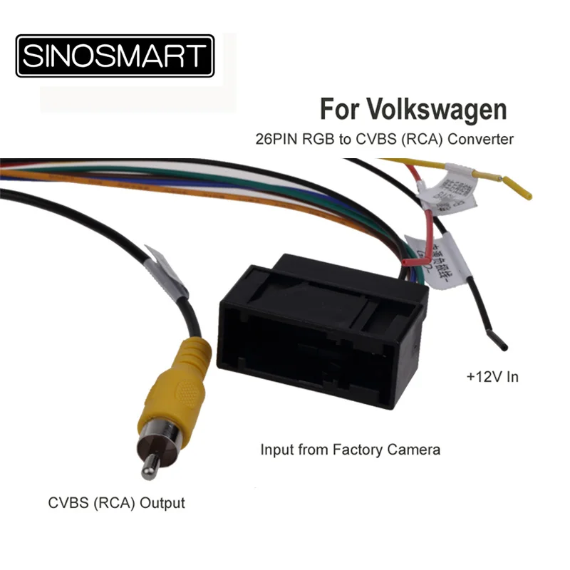 Skup 26 PIN RGB na CVBS (RCA) konwerter av dla fabryki volkswagena oryginalne do kamery wyjście, aby po rynku jednostka główna DVD