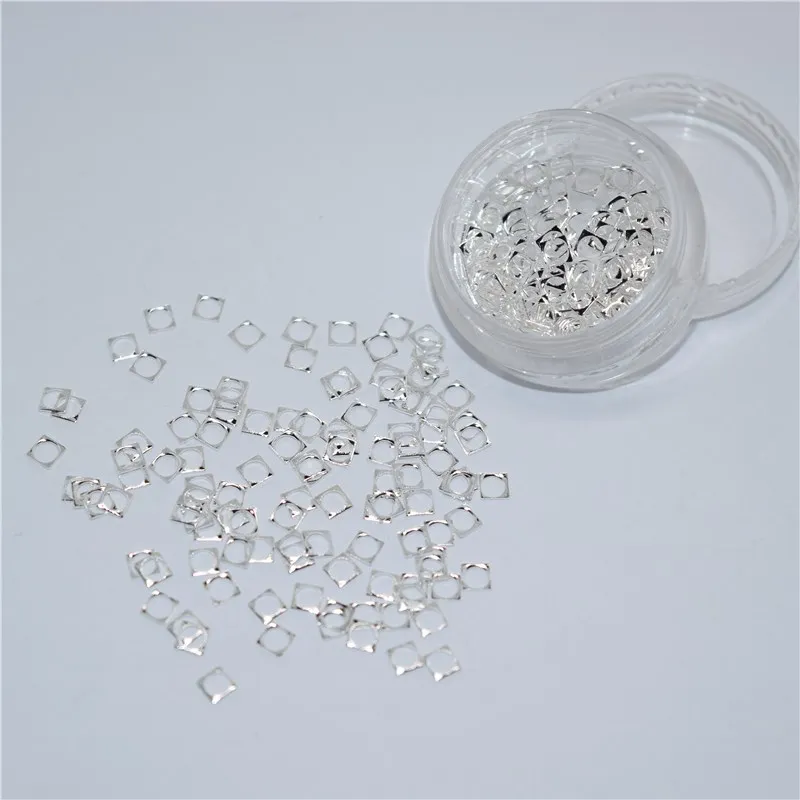 

1000psc Mixed Alloy Glitter 3D Silver Square Nails Art Jewelry Decorations Charms Manicure Charms 3D Nail Art Decorations YZJ110