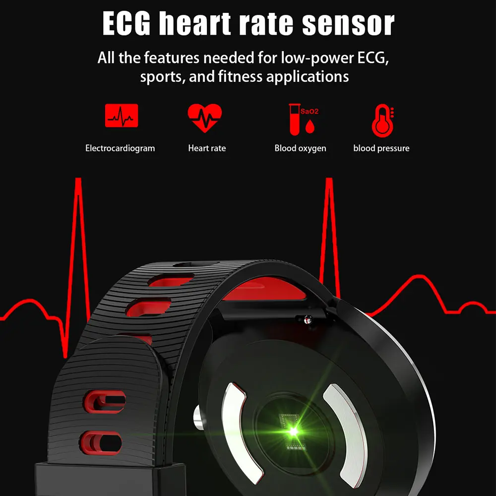 New A9 Smart Watch Racket Screen ECG Heart Rate Blood Pressure IP67 Waterproof Message Push Bracelet for Android iOS