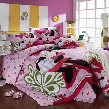 Комплект постельного белья с Микки и Минни Маус, постельное белье из египетского хлопка для детей, домашний текстиль для близнецов, полный набор пододеяльников, пододеяльники - Цвет: mickey minnie 7