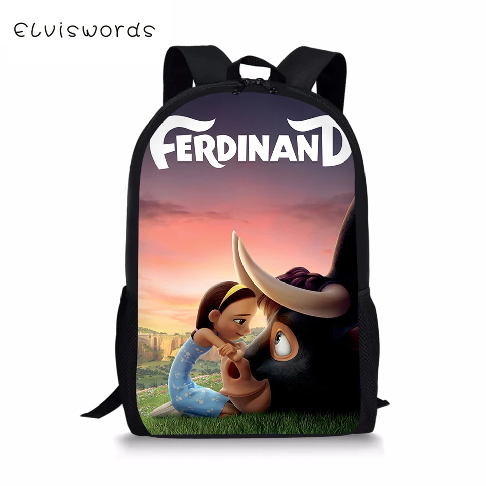 

ELVISWORDS Kids School Bags Ferdinand Prints Pattern Children's Kawaii Travel Backpack Cool School Toddler Backpack for Boys
