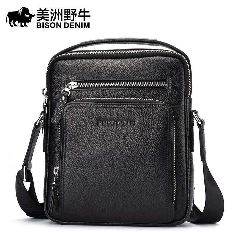 

BISON DENIM Brand Handbag Men Shoulder Bags Genuine Leather Men's Briefcase Cowhide Business Casual Messenger Bag Free Shipping