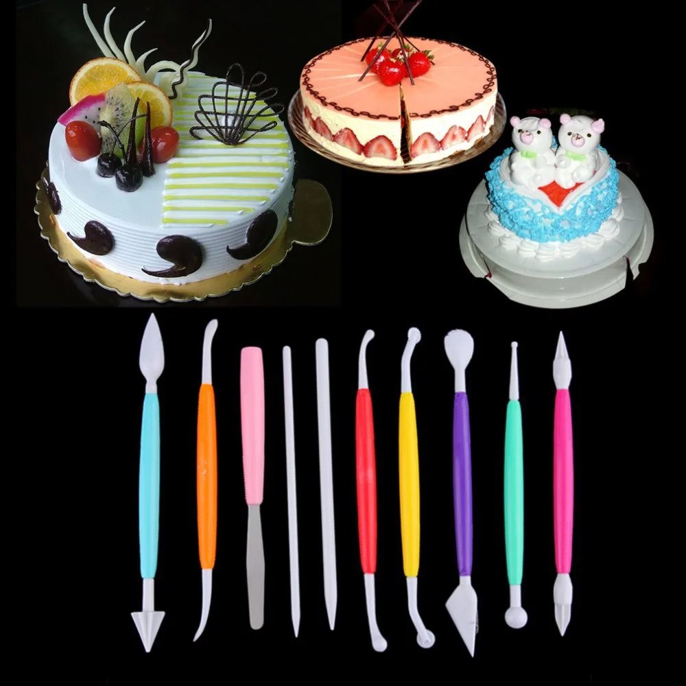 10PCS/Lot Colorful Double Ended Fondant Cake Modelling Tools Sets