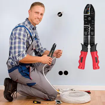 

Multi-function Wire Striper Cutter Crimping Plier Electric Cable Cutting Tool With Textured Grip Handle