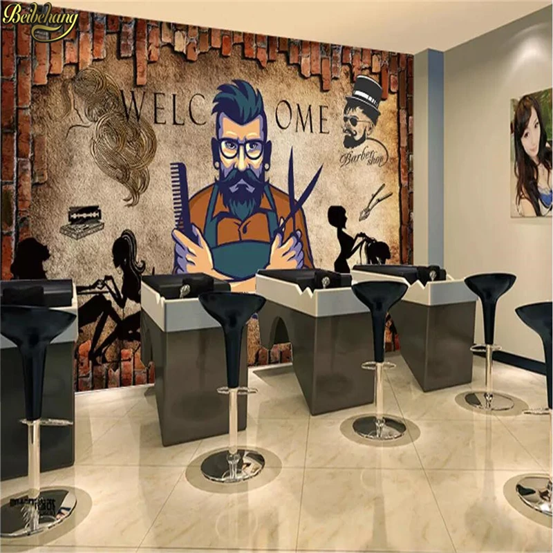 beibehang Custom 3d wallpaper mural brick wall hair salon hairdressing salon  beauty salon background wall paper papel de parede|Wallpapers| - AliExpress