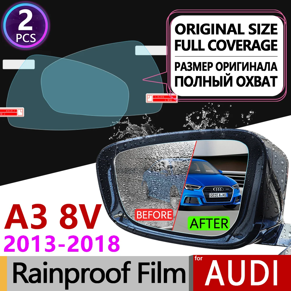 

2Pcs for Audi A3 8V 2013 - 2018 Full Cover Anti Fog Film Rearview Mirror Rainproof Foils Clear Soft Anti-Fog Films Accessories