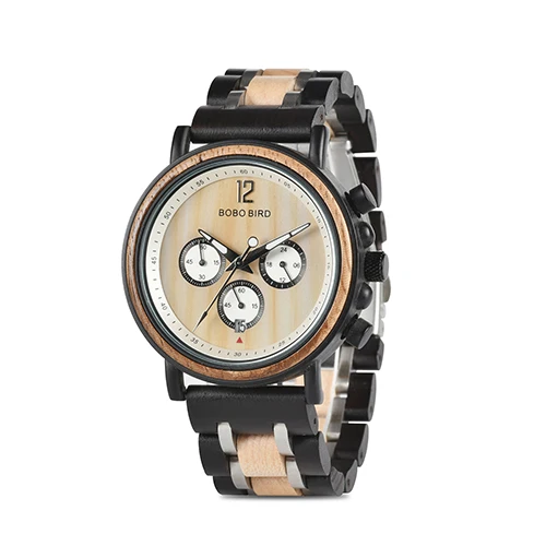 BOBO BIRD мужские деревянные часы лучший бренд класса люкс Военная нержавеющая сталь хронограф наручные часы Женихи подарок relojes para hombre - Color: S18-2