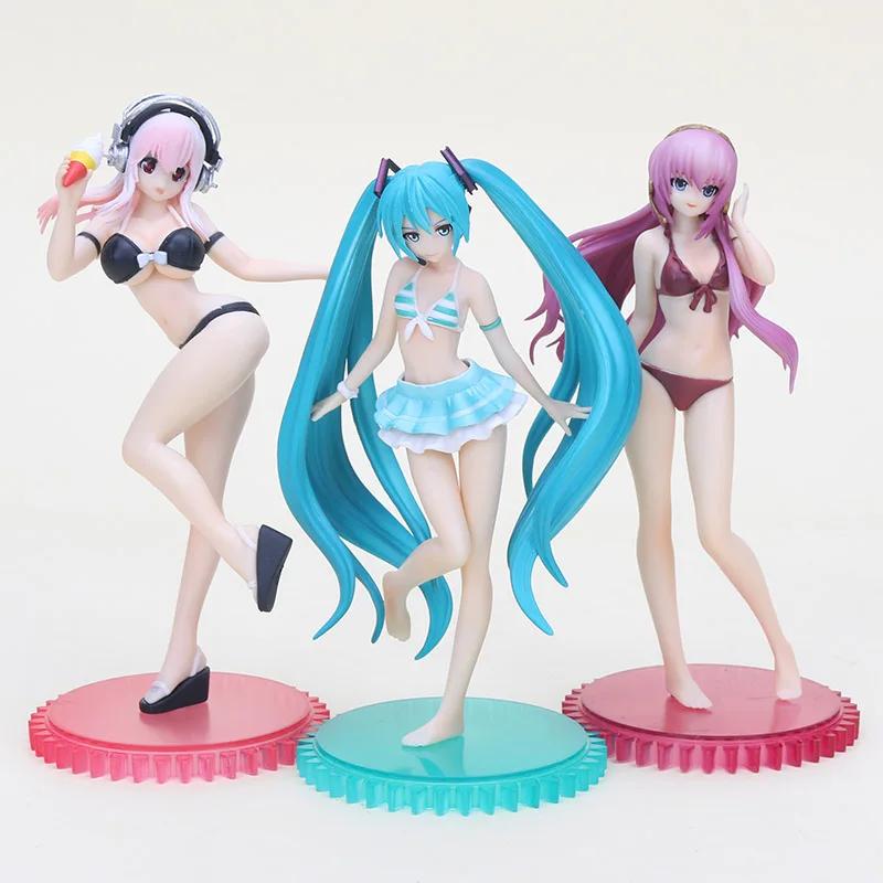 

Volcaloid Hatsune Miku Super Sonico Swimsuit ver. PVC Action Figure Collection Model Toy 15cm
