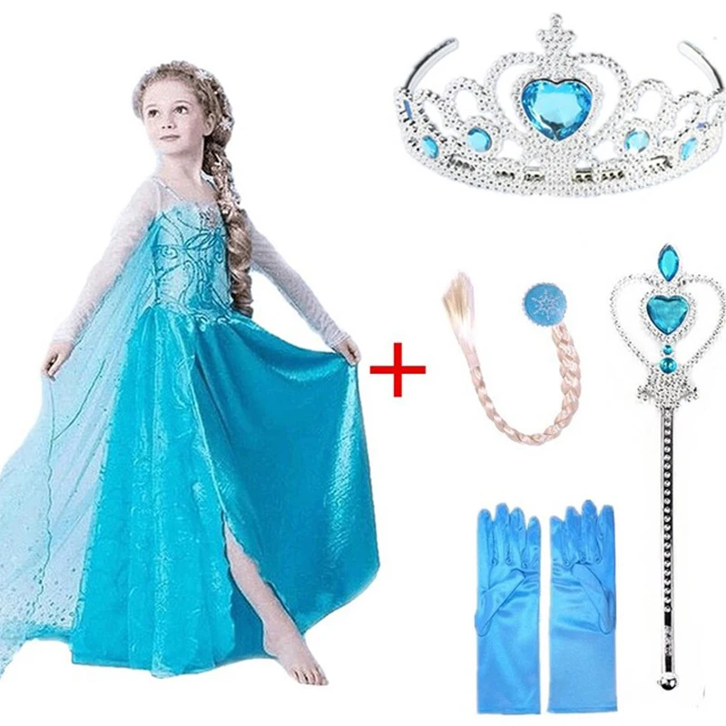 Платье Снежной Королевы Эльзы; платье Эльзы для костюмированной вечеринки для девочек; красивый костюм принцессы Анны; праздничная одежда; детская одежда; Vestidos - Цвет: set A