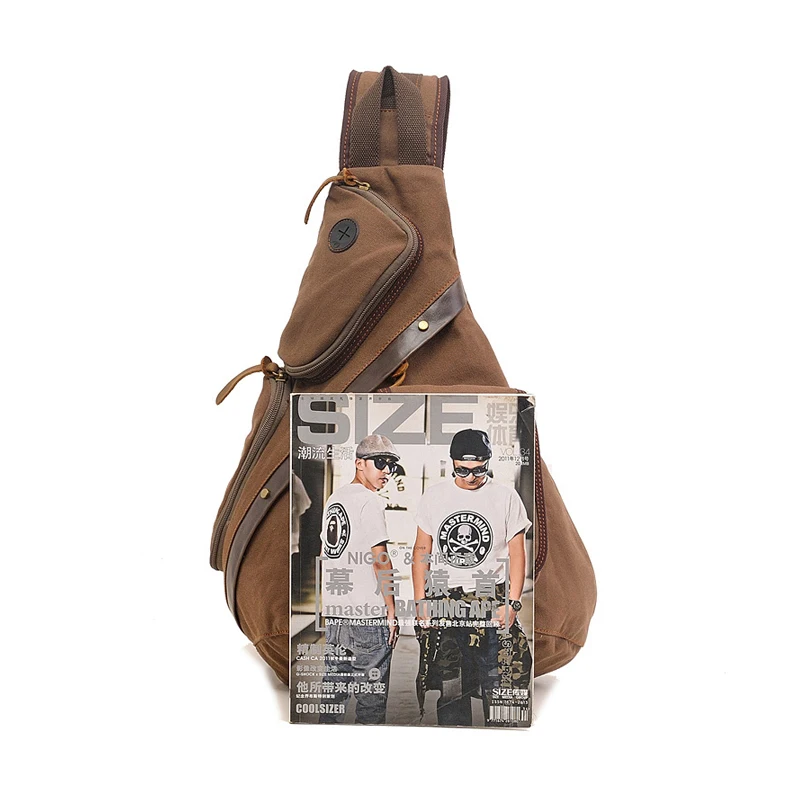 Мужской рюкзак с одним плечевым ремнем Augur черный холщовый 2019|back pack bag|canvas backpackcanvas