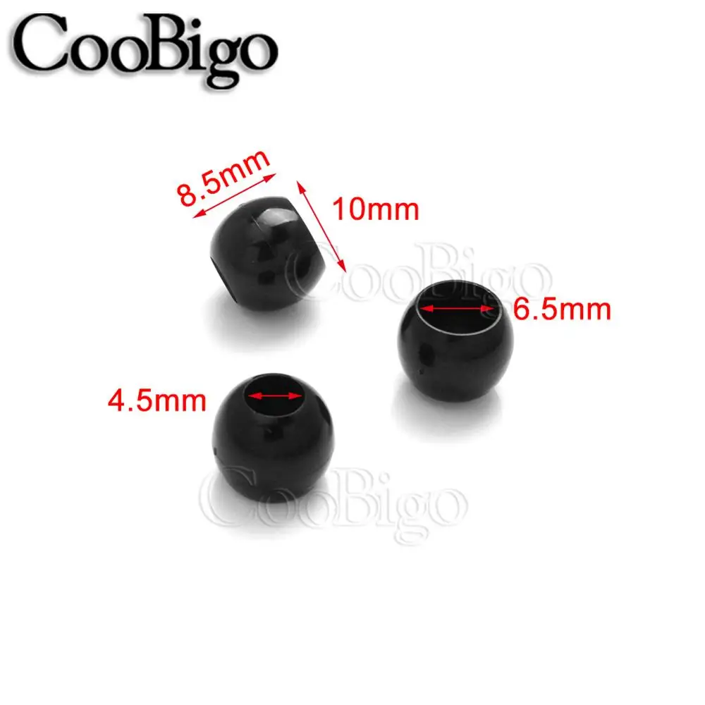 Dia. 4.5mm Black 20 шт dia.3.5 мм~ 7 мм отверстие пластиковый шнур концы Фиксатор с бусинами эластичный веревочный банджи мяч черный и белый - Цвет: Dia. 4.5mm Black