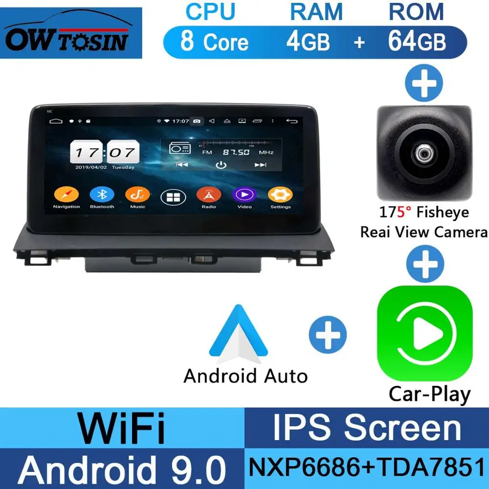 10,2" ips 8 ядерный 4 Гб+ 64 ГБ Android 9,0 автомобильный мультимедийный плеер для Mazda 3 Мазда 3 Axela gps Радио DSP CarPlay - Цвет: Fisheye Carplay n A