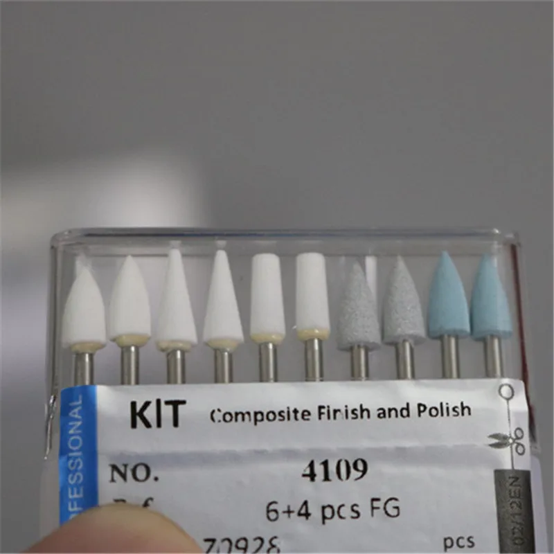

50 Pieces /Lot (5 Boxes) Dental FG Carbide Silicone Stone Polishing Kit ( 6pcs Stones + 4pcs Silicone ) Composite Finish Polish