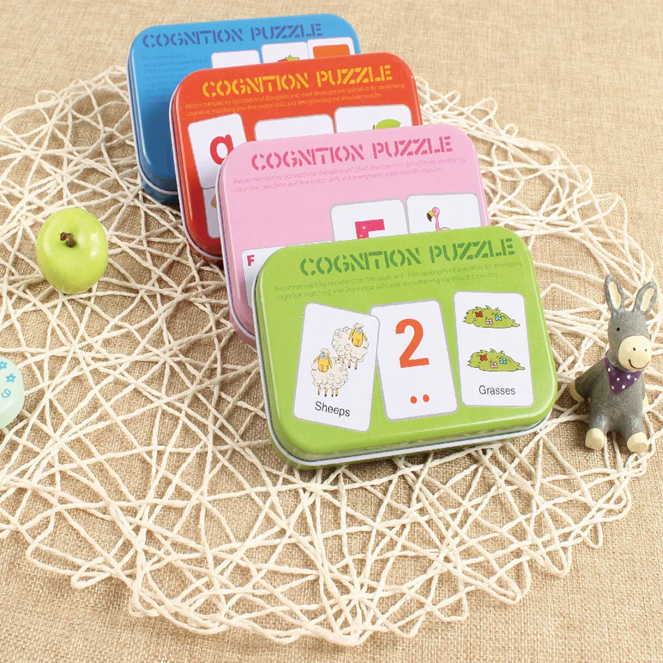 

32pcs/Box Baby Learn English Pair Puzzle Montessori Cognitive Card Infant Educational Toys Puzzles For Children Baby Gift