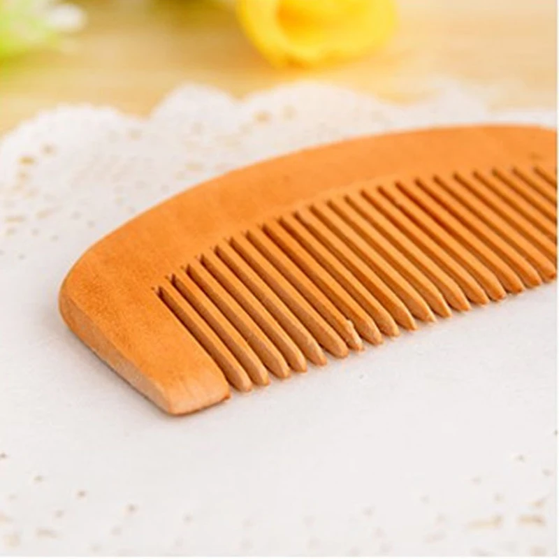 Natural Wide Tooth Wood Comb Peach Wood Wooden Hair Brush No-static Massage Hair brushes Health 9cm Wood Hair Comb Styling Tools