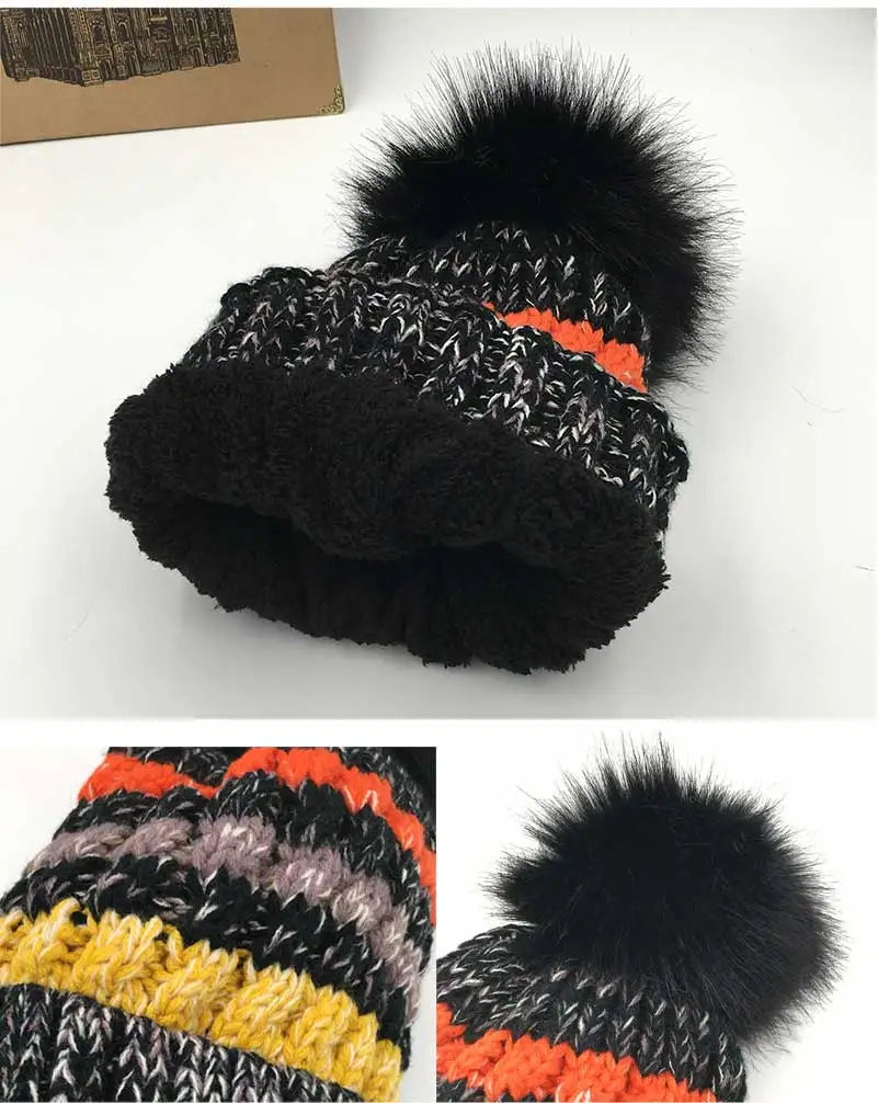 winter hat female beanie faux fur pompon hat knitted pompon beanie winter hat knitted hat winter hats (8)