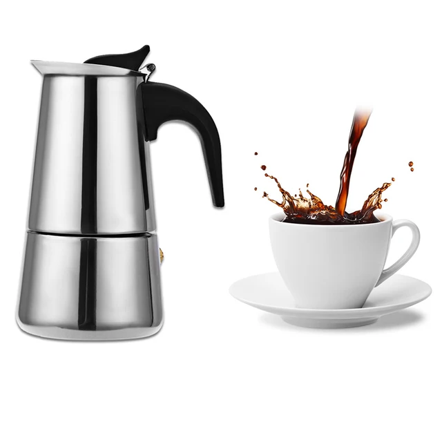 Best Price Uarter 300mL Stovetop Coffee Maker Stainless Steel Filter Espresso Makers Heat-resistant Coffeemaker Coffee Pot