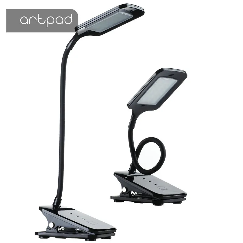 

Artpad 5W Small Table Usb Light Dimmable Camping LED 360 Degree Adjust Recharge Study Bedside DC Clip Stand Desk Reading Lamp
