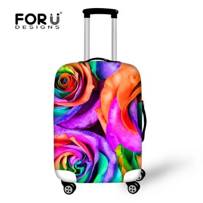 FORUDESIGNS/эластичные багажные Защитные чехлы для 18-32 дюймов Чехол на колесиках с цветочным принтом розы толстый герметичный чемодан дождевик - Цвет: CA4872