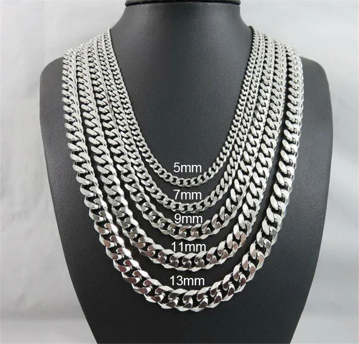 5/7/9mm Mens Necklace Curb Cuban Link 