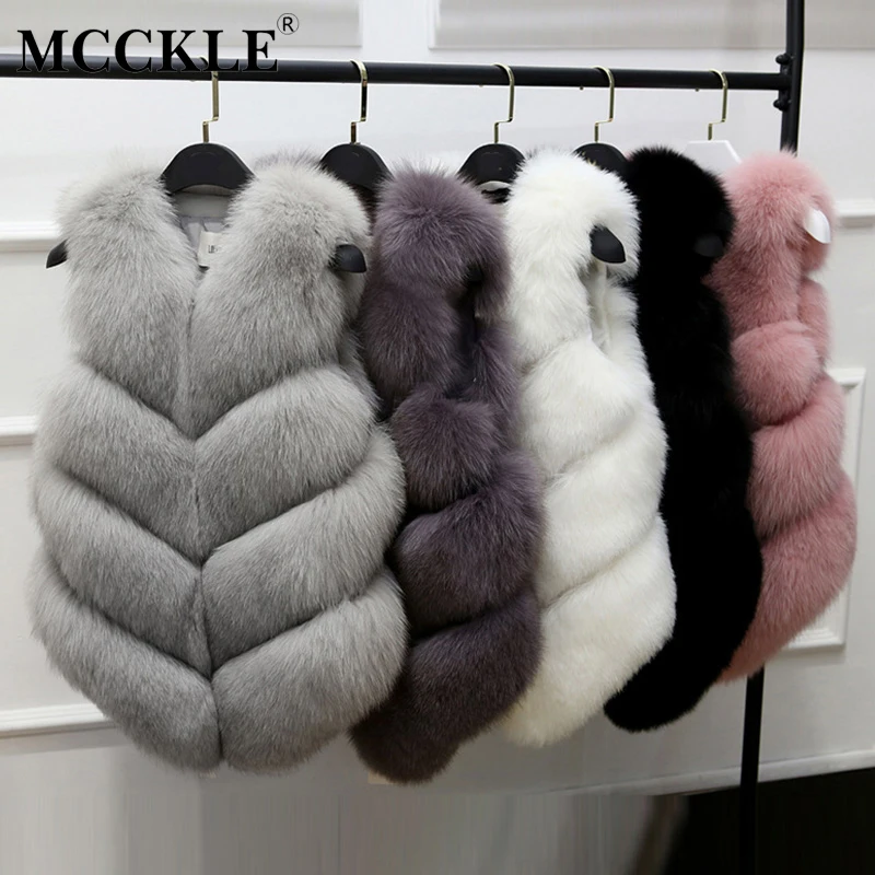 

Winter Faux Fox Fur Vest Coat Women Autumn Sleeveless Thick Warm Vests Jacket Female 2019 Solid Fashion Elegant Casual Waistcoat
