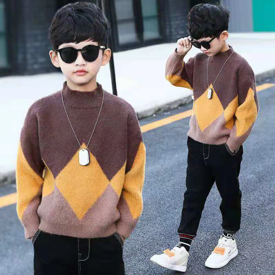 New Fashion Baby Boys Sweaters Children Winter Cotton Knitting Pullover Warm Tops Kids Sweaters