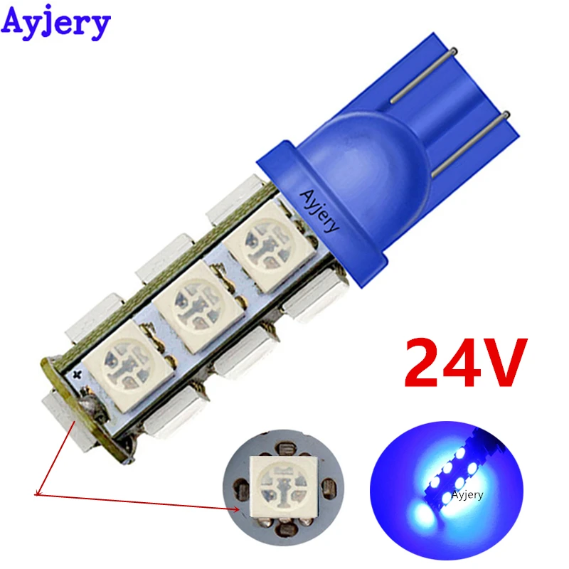 Ayjery DC 24 V 300 шт. T10 5050 13 SMD 194 168 W5W светодиодный свет лампа для чтения настольная лампа габаритный фонарь индикатор светодиодный белого и синего цвета красного и желтого цветов