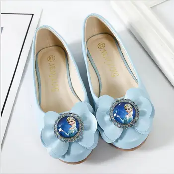 

New 2019 Fashion Children Single Shoes Bow Princess Casual Shoes Kids Girls Flat Kids Dress Shoes Elsa Girls Party Size 25-36