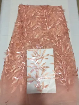 

Best Selling Swiss voile laces African Lace Fabric French Peach Wedding 2017 High Quality With Sequins Lace Fabric Party dress