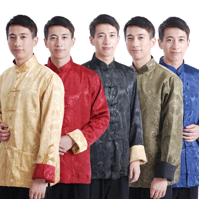

Traditional Chinese Clothing Men Nation Wind Hanfu Costume Autumn Winter Loose Coat Kung fu Clothes reversible tang jacket