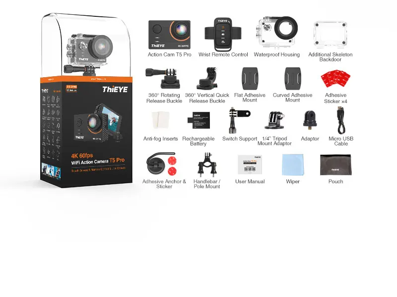 Hieye T5 Pro WiFi Экшн камера Ultra HD 4K 60fps сенсорный экран интуитивно понятный и быстрый