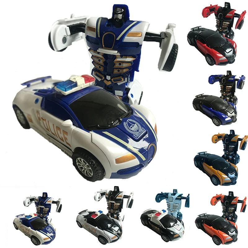 One-key Police Deformation Car Toys Super racing car Automatic Transform Robot Plastic Model Amazing kids Funny Toys