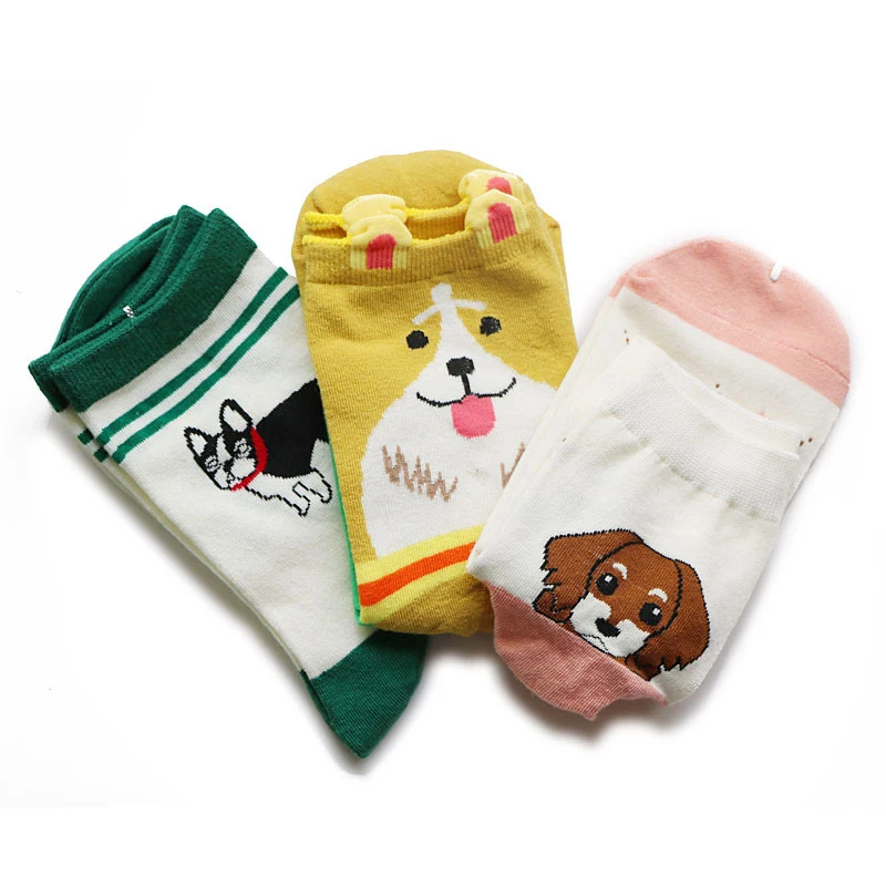 3 пары разноцветных носков с милым рисунком для женщин и девочек, носки с 3D принтом, повседневные женские носки до щиколотки, забавные