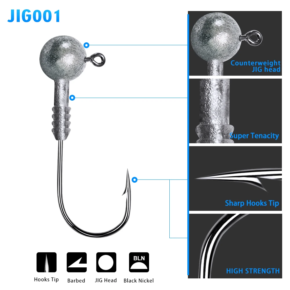 PROBEROS 100pcs/lot Metal Jig Hooks 3.2G-4.5G Weight Jigs Fishing Hooks  Natural Color Barbed Jigging Fishhook Fishing Tackle