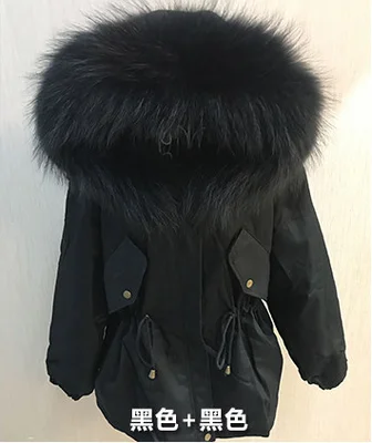 black black Новое поступление, зимние куртки для женщин, большие парки из натурального меха енота, женские повседневные куртки с широкой талией, женские куртки, chaqueta mujer - Цвет: black black