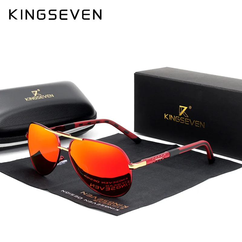 KINGSEVEN 2023 Aluminum Magnesium Men's Sunglasses Polarized Men Coating Mirror Glasses Male Eyewear Accessories For Men Oculos