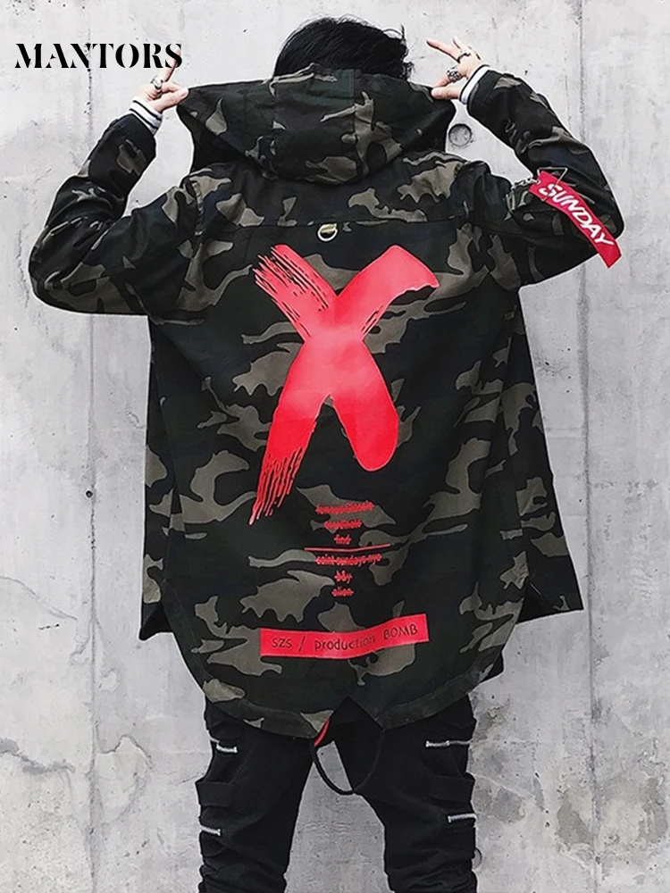 

Camouflage Bomber Jacket Men High Street Printed Mens Long Jackets Autumn Harajuku Pilot Flight Hip Hop Streetwear Overcoat Male