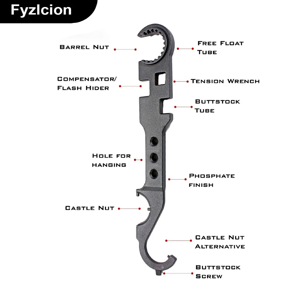 

Tube Handguard Multi-function Wrench Steel 223 Combo AR15 / M4 Tool Wrench Field Wrench Tool Metal AR Wrench Accessories